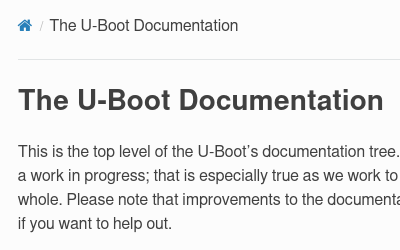 Screenshot of the U-Boot documentation website